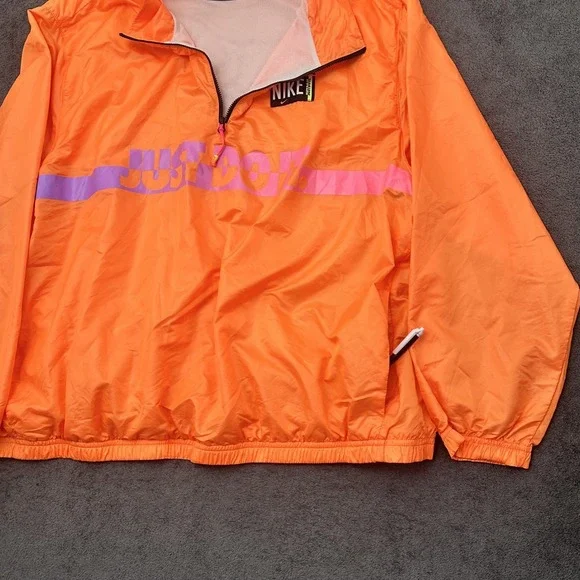 nike windbreaker jacket wome's size 1X JUST DO IT orange pullover lightweight - Picture 4 of 12